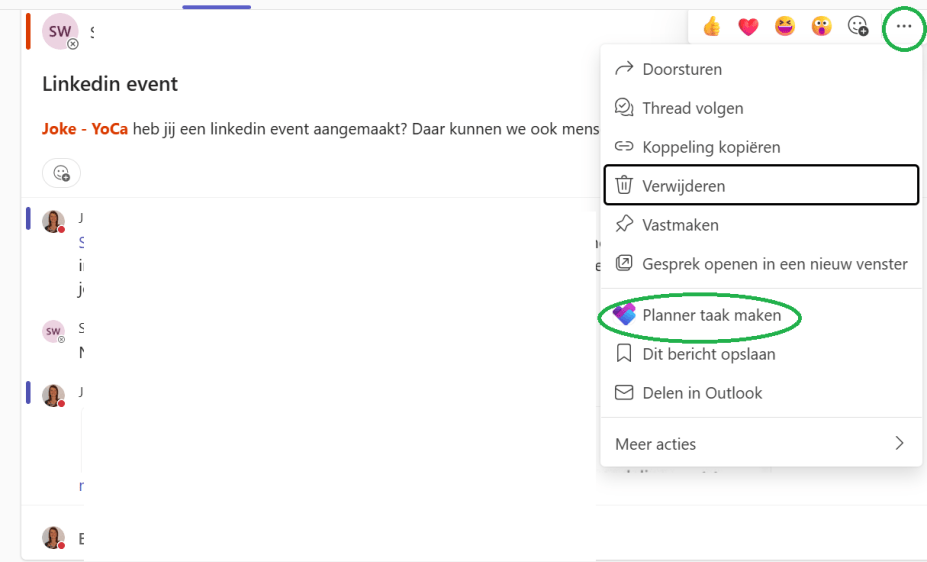 Stap om een teamsgesprek als taak te markeren